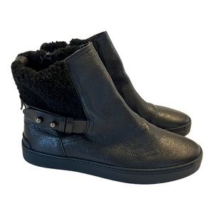 rag & bone Black Farling Leather & Shearling Flat Boots Women’s Size 37